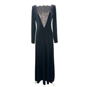 Vintage Johnny's Doll Evenings Black Velvet Gown 80s Goth Glam Retro Maxi Dress